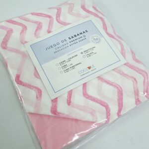 Sábana para Colecho Poplin Estampada - Chevron Rosa