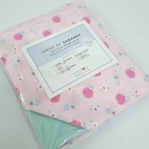 Sábana para Colecho Poplin Estampada - Rosas fondo Rosa